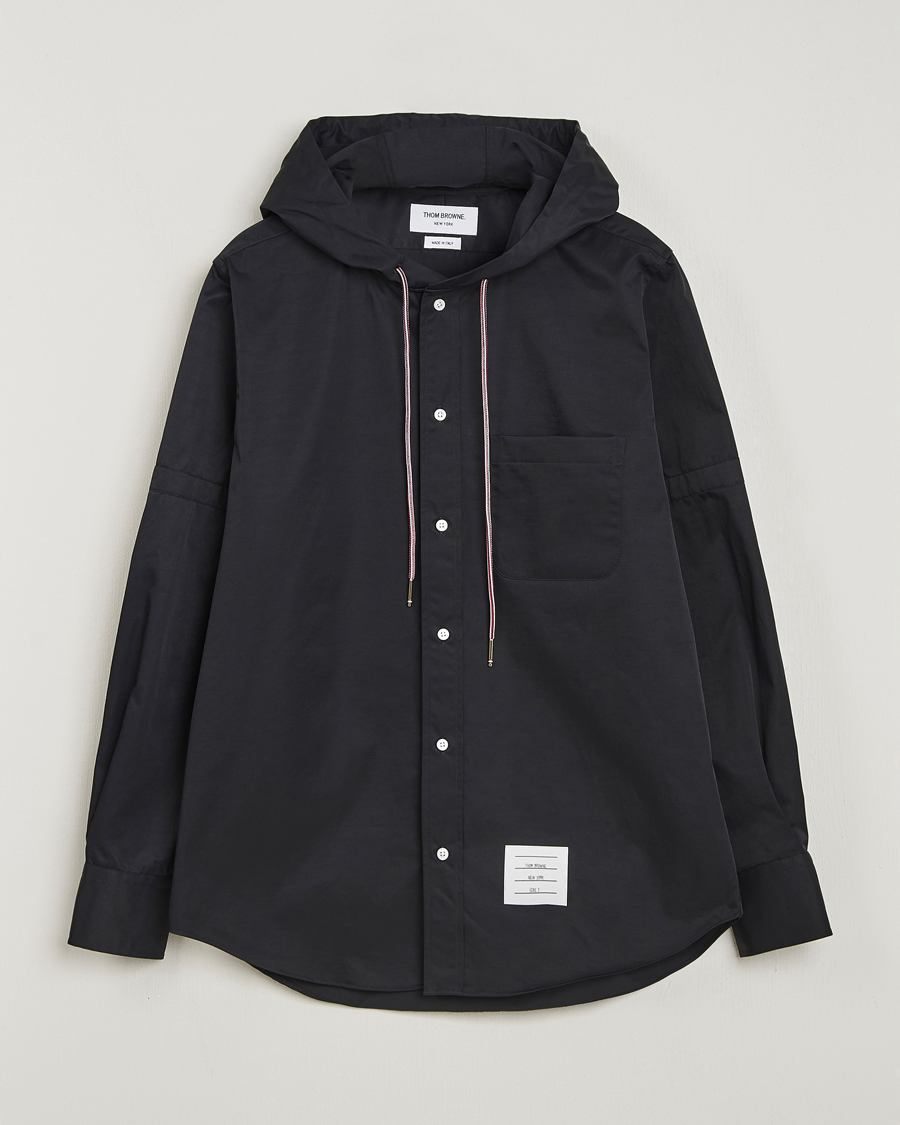 Hombres | Camisas | Thom Browne | Long Sleeve Hooded Overshirt Black
