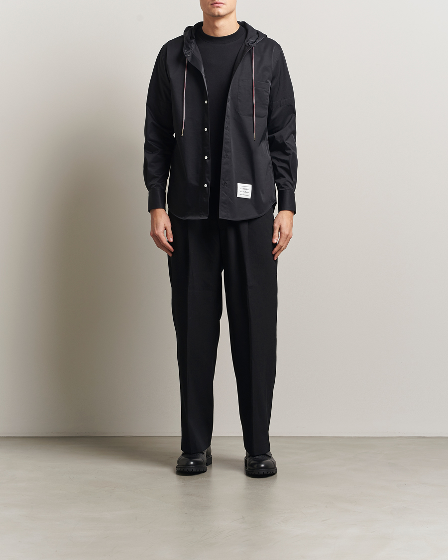 Hombres | Camisas | Thom Browne | Long Sleeve Hooded Overshirt Black