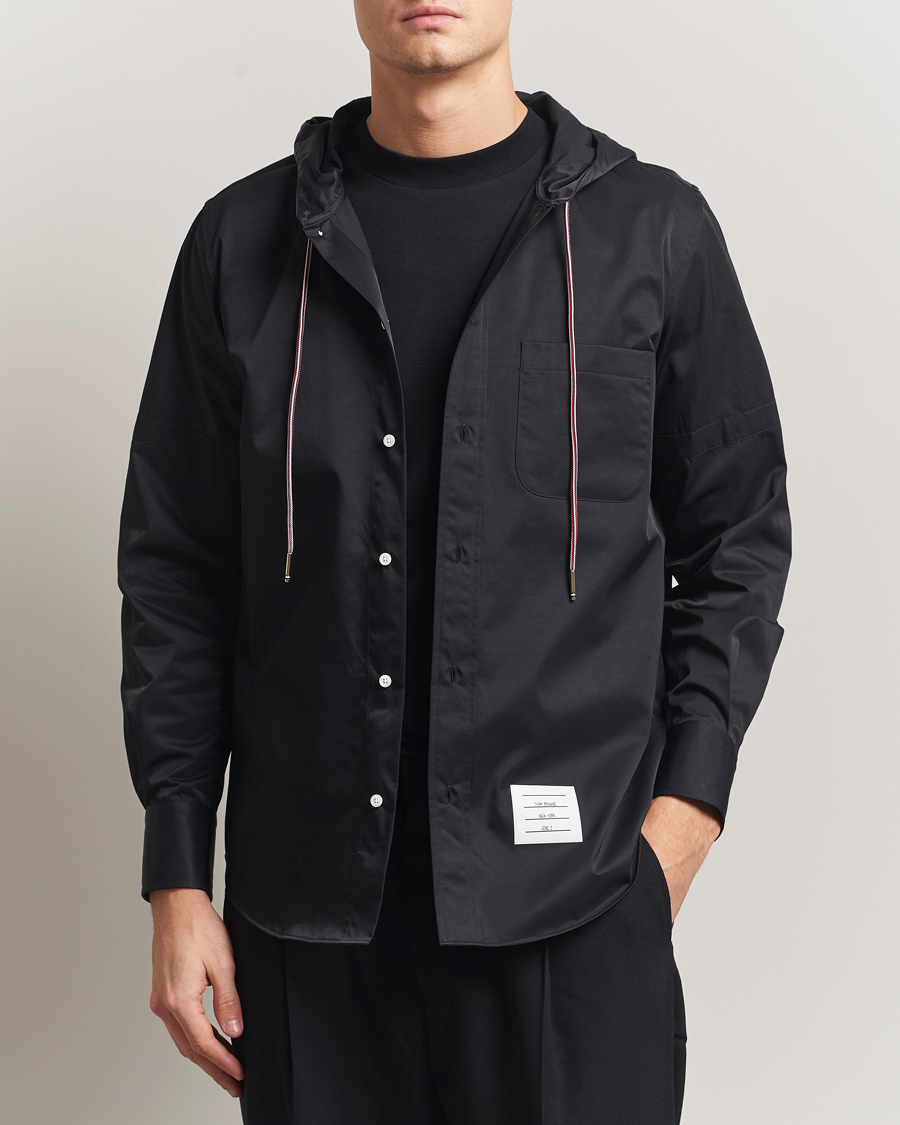 Hombres | Camisas | Thom Browne | Long Sleeve Hooded Overshirt Black