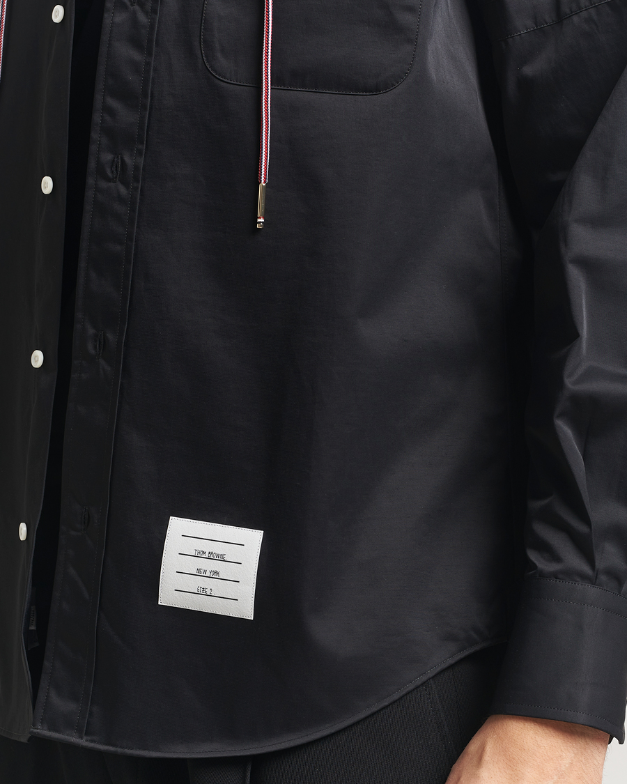 Hombres | Camisas | Thom Browne | Long Sleeve Hooded Overshirt Black