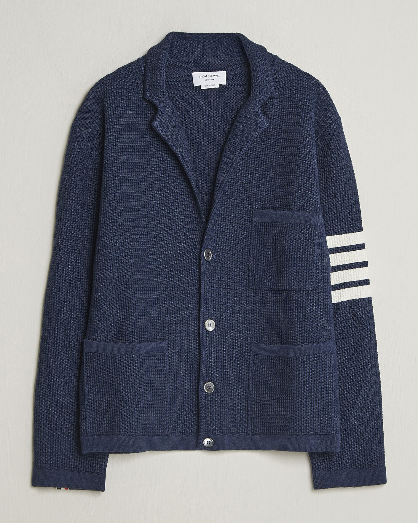 Hombres | Jerséis y prendas de punto | Thom Browne | Textured 4 Bar Cardigan Jacket Navy