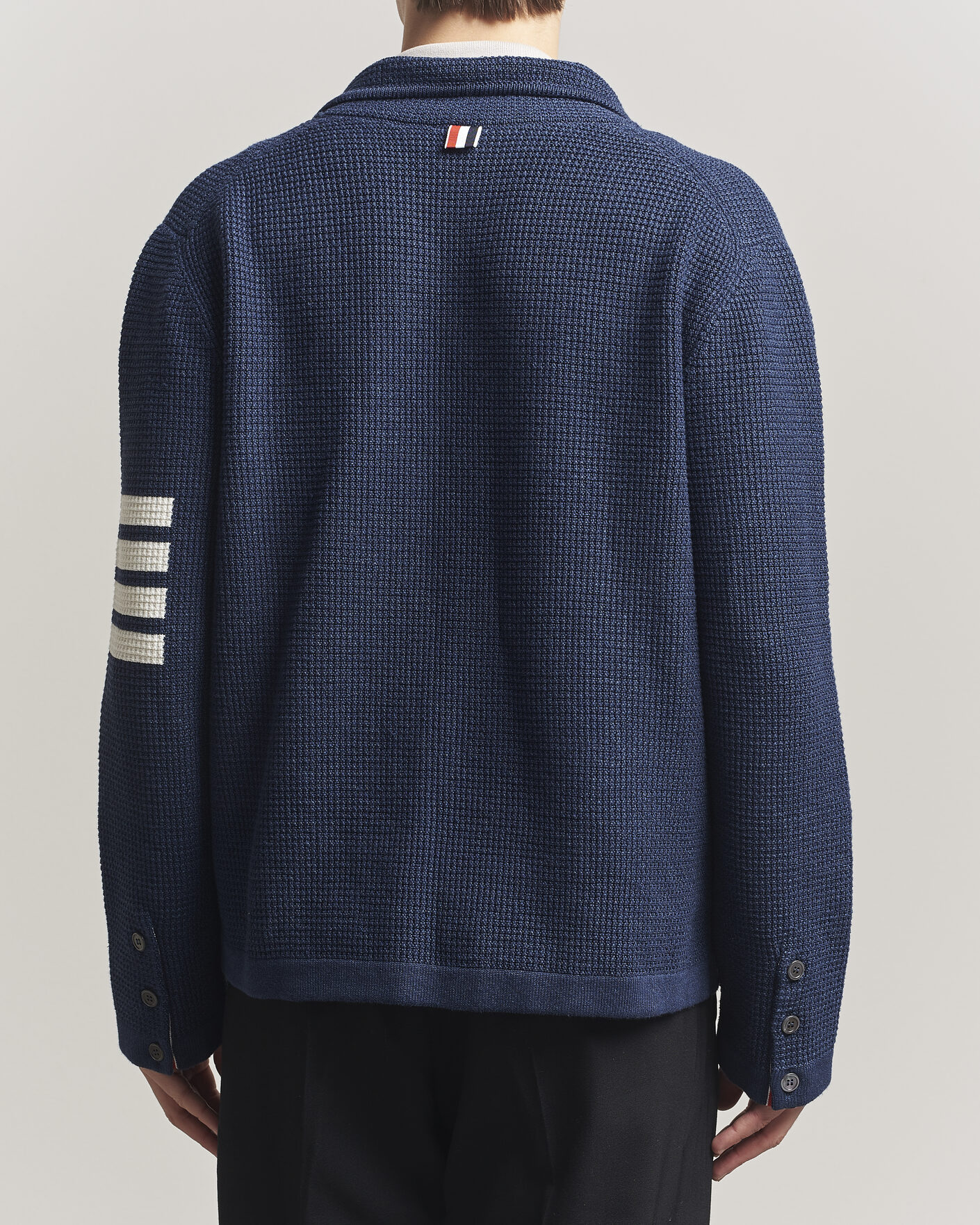 Hombres | Jerséis y prendas de punto | Thom Browne | Textured 4 Bar Cardigan Jacket Navy