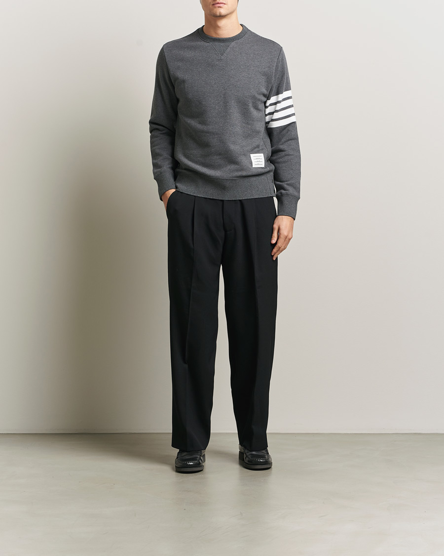 Hombres | Jerséis y prendas de punto | Thom Browne | Classic 4 Bar Loopback Sweatshirt Dark Grey