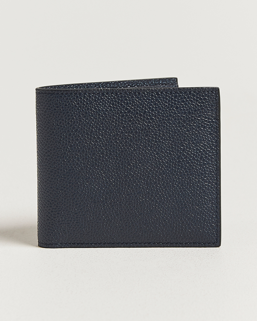 Hombres | Billeteras | Thom Browne | Pebble Grain Leather Wallet Navy
