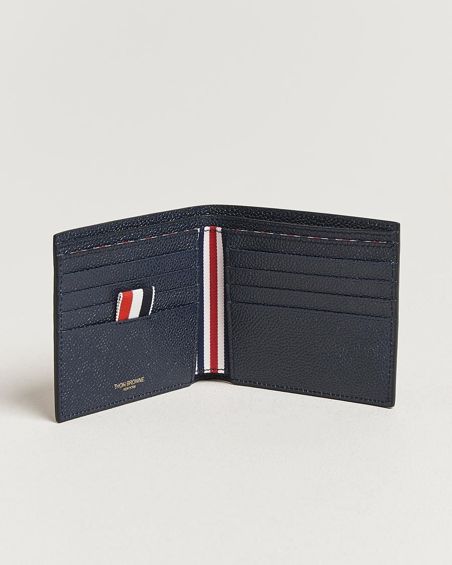 Hombres | Billeteras | Thom Browne | Pebble Grain Leather Wallet Navy