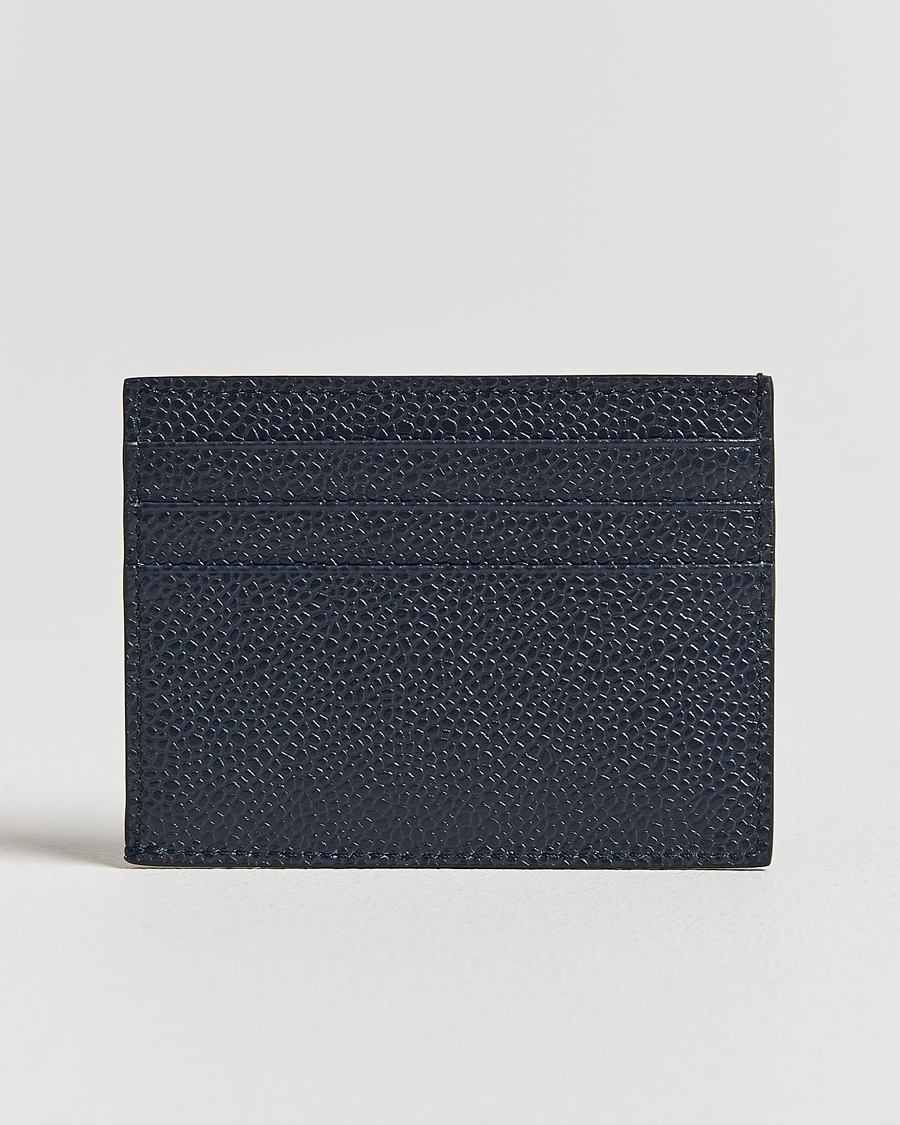 Hombres | Billeteras | Thom Browne | Pebble Grain Leather Cardholder Navy