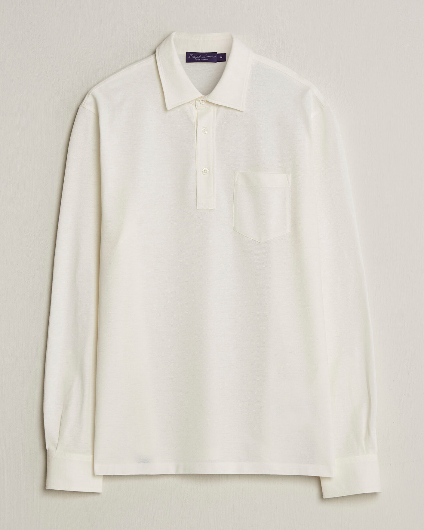 Hombres | Polos | Ralph Lauren Purple Label | Cotton/Cashmere Long Sleeve Polo Off White