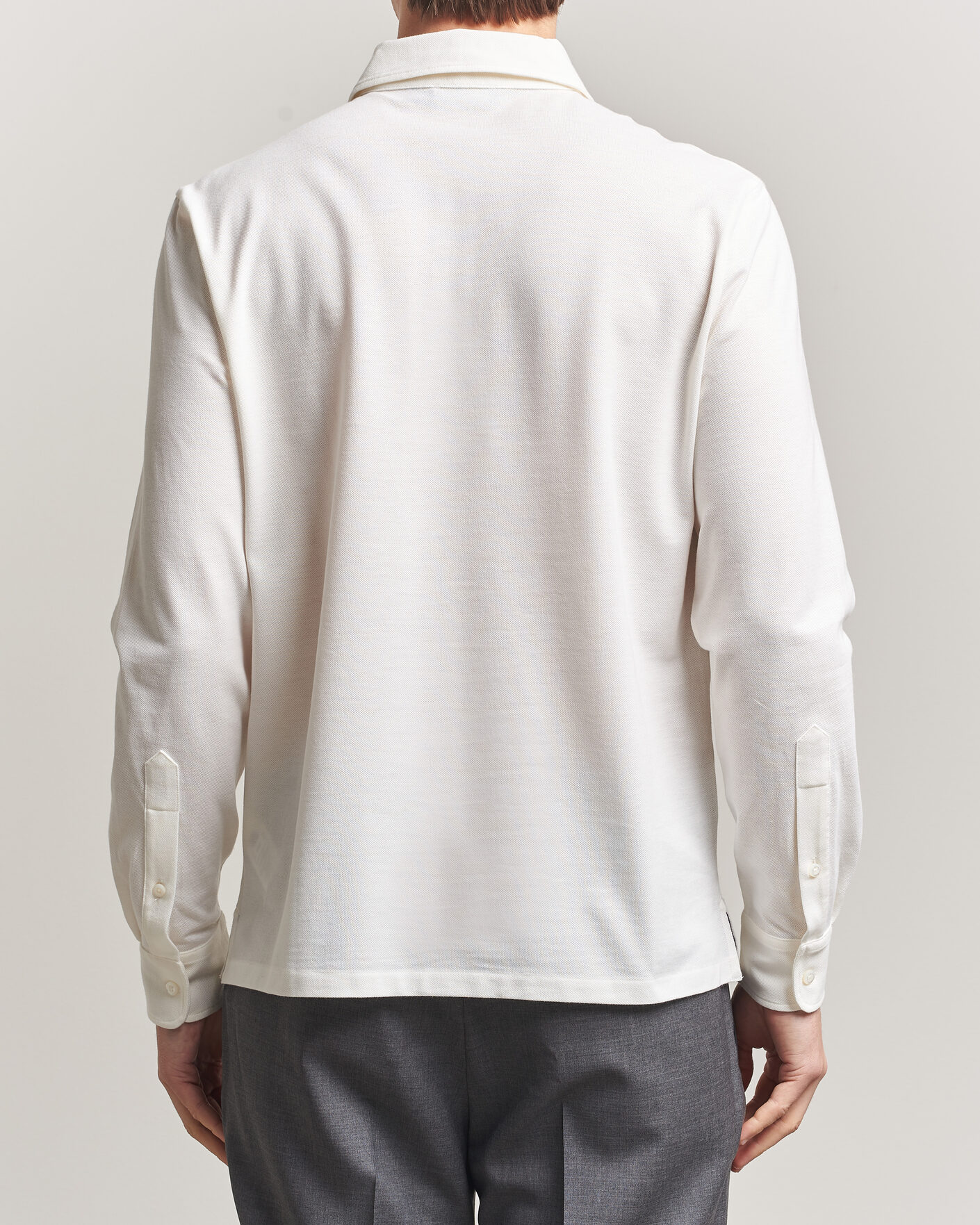 Hombres | Polos | Ralph Lauren Purple Label | Cotton/Cashmere Long Sleeve Polo Off White