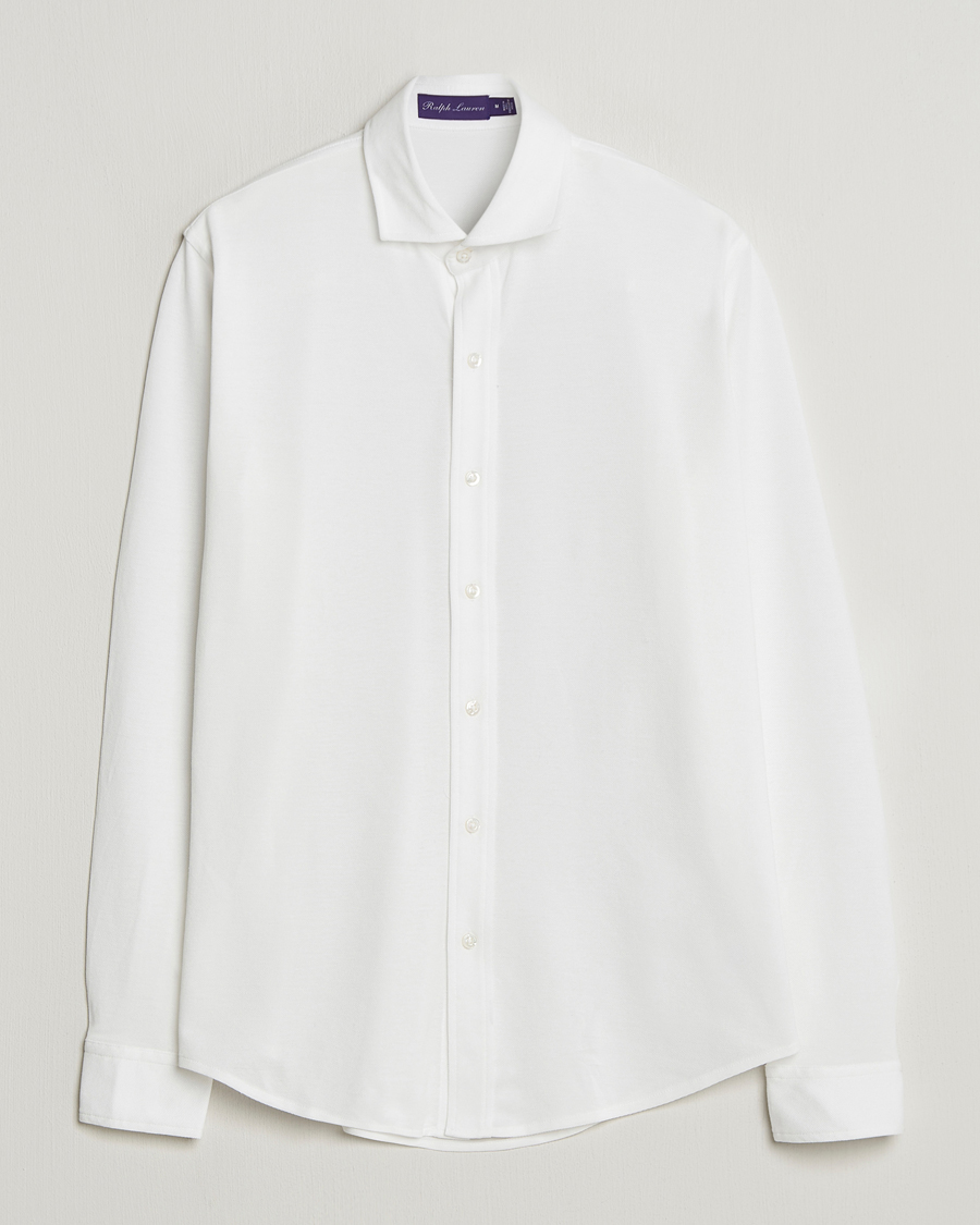 Hombres | Camisas | Ralph Lauren Purple Label | Washed Cotton Pique Shirt White