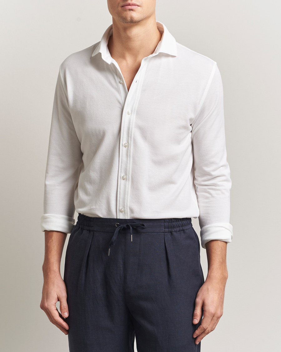 Hombres | Camisas | Ralph Lauren Purple Label | Washed Cotton Pique Shirt White