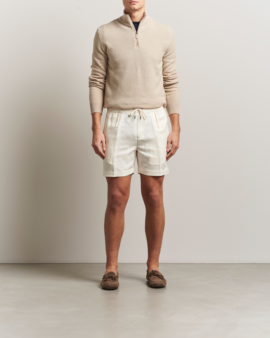 Hombres | Jerséis y prendas de punto | Ralph Lauren Purple Label | Cashmere Birdseye Half Zip Beige