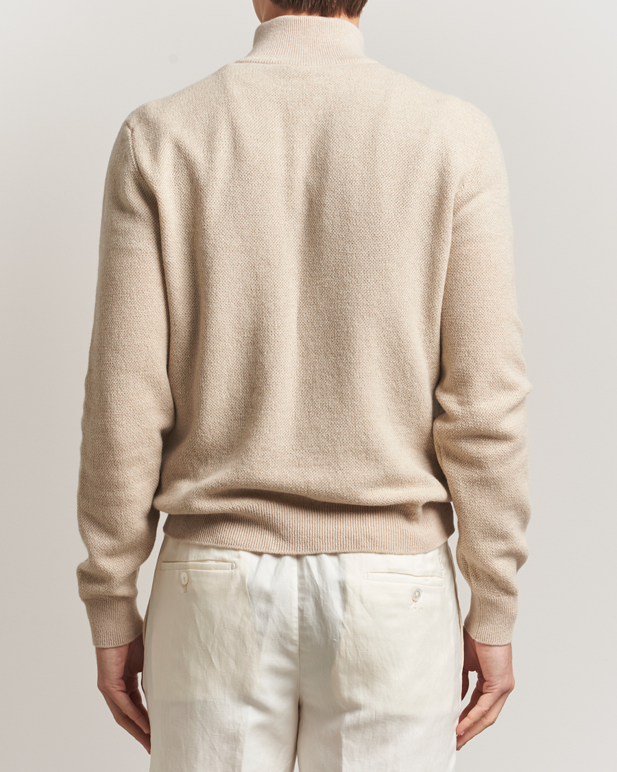 Hombres | Jerséis y prendas de punto | Ralph Lauren Purple Label | Cashmere Birdseye Half Zip Beige