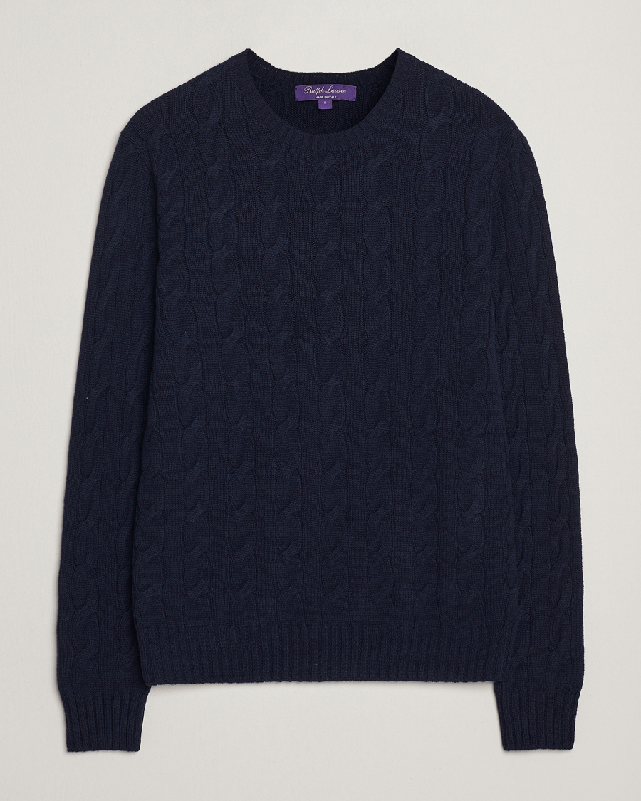 Hombres | Jerséis y prendas de punto | Ralph Lauren Purple Label | Cashmere Cable Sweater Chairman Navy