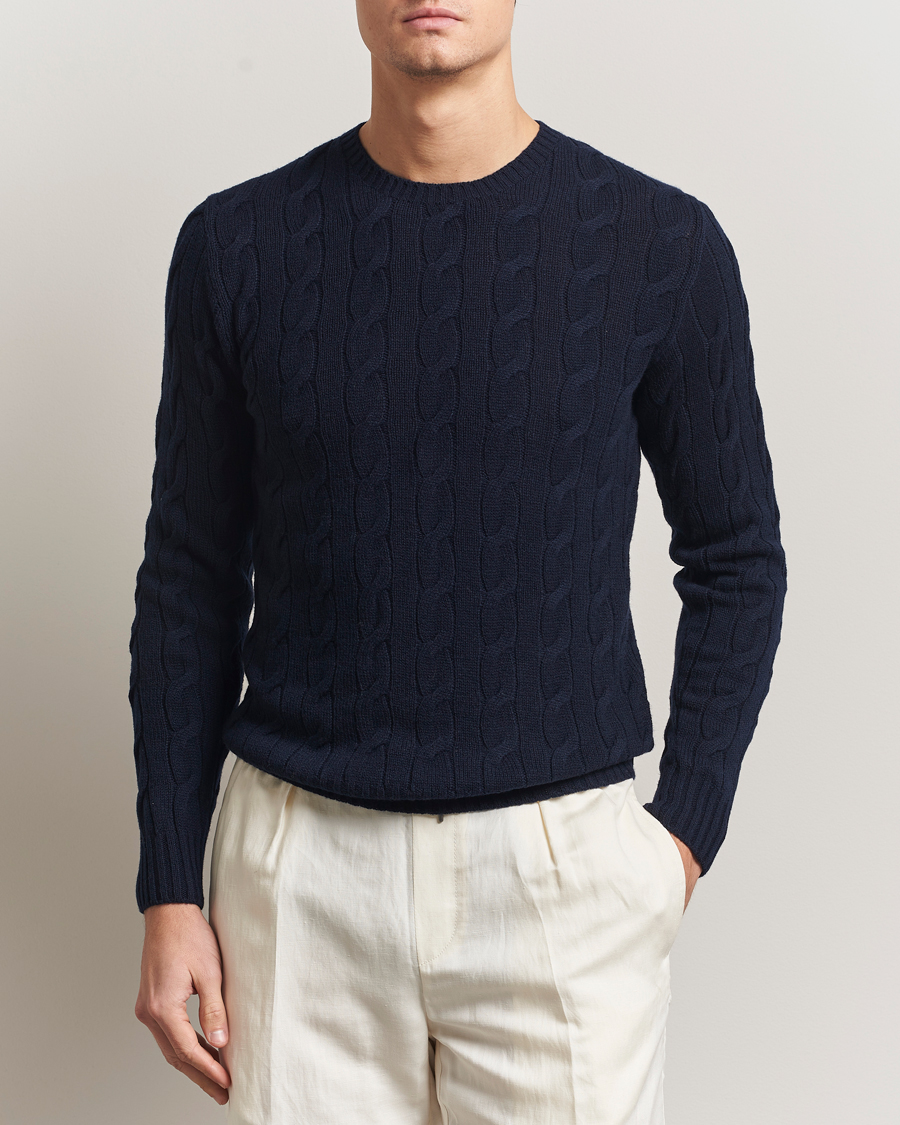 Hombres | Jerséis y prendas de punto | Ralph Lauren Purple Label | Cashmere Cable Sweater Chairman Navy