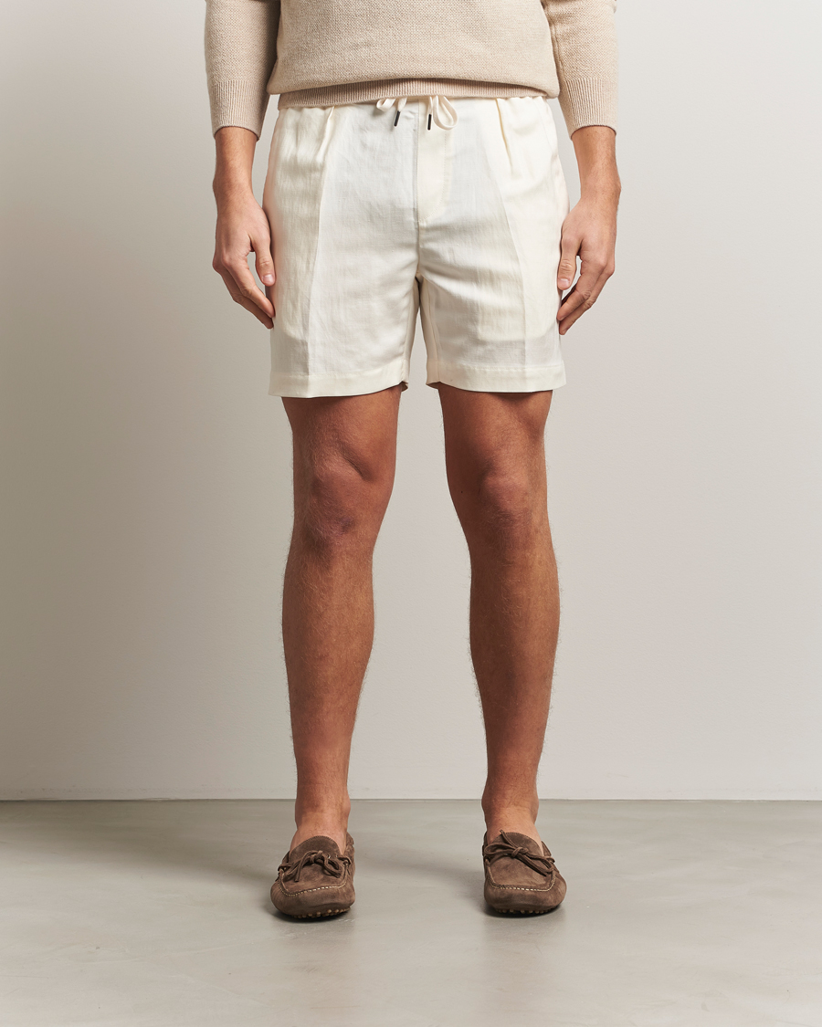 Hombres | Pantalones cortos | Ralph Lauren Purple Label | Silk/Linen Drawstring Shorts Cream