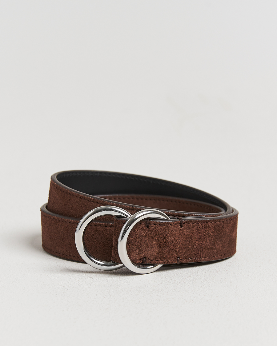 Hombres | Cinturones | Ralph Lauren Purple Label | Ring Belt Dark Brown Suede