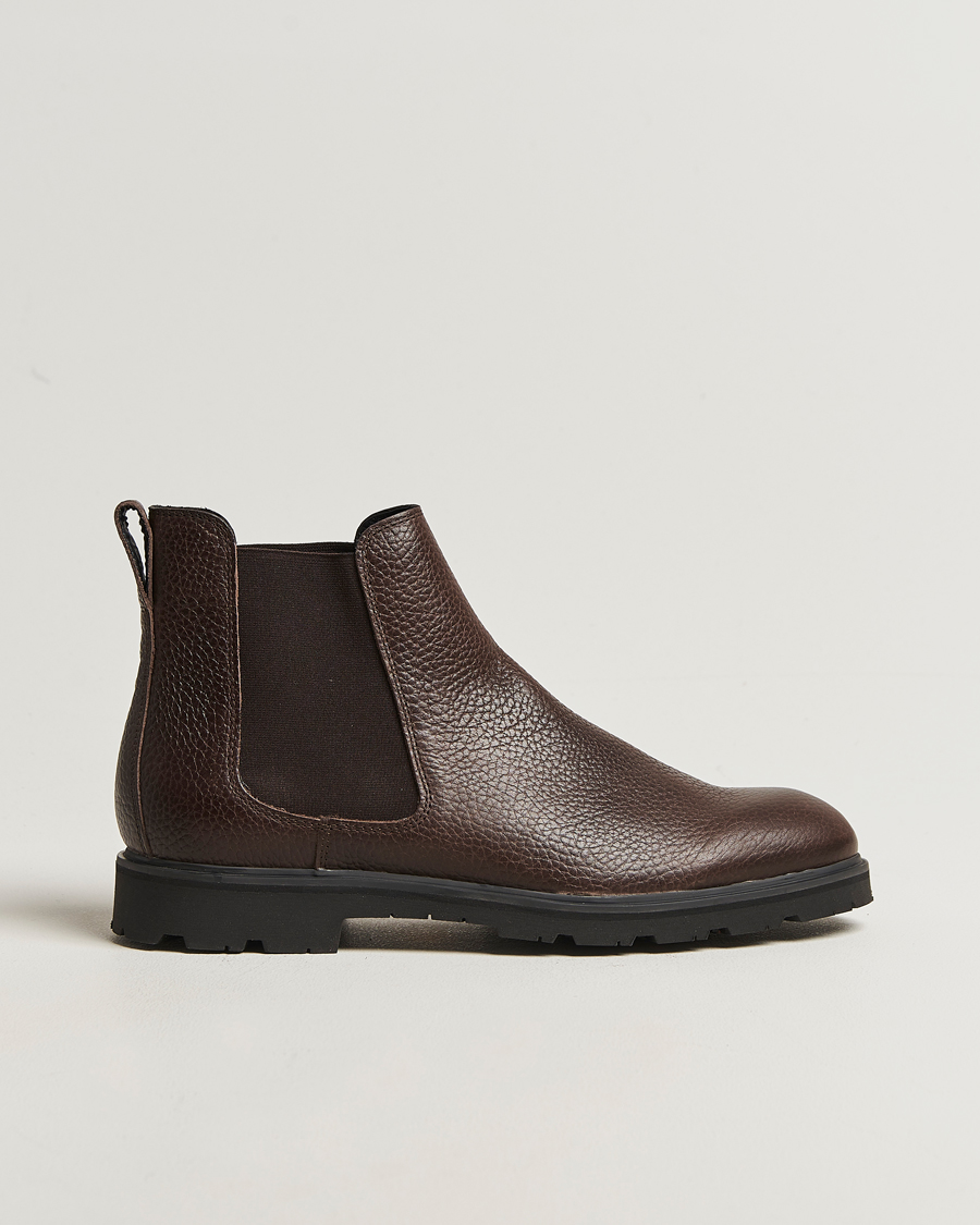Hombres | Botas | UBR | Thunder Chelsea Grained Leather Boot Dark Brown