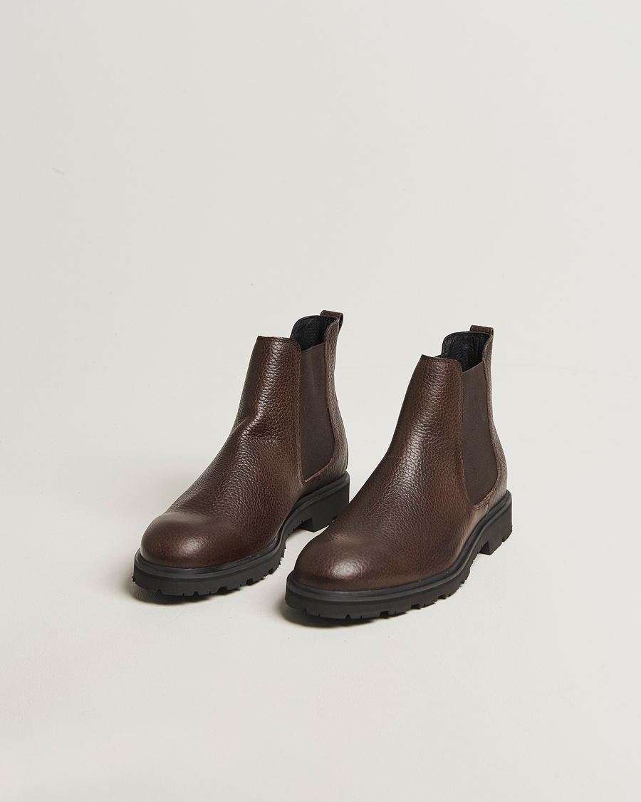 Hombres | Botas | UBR | Thunder Chelsea Grained Leather Boot Dark Brown