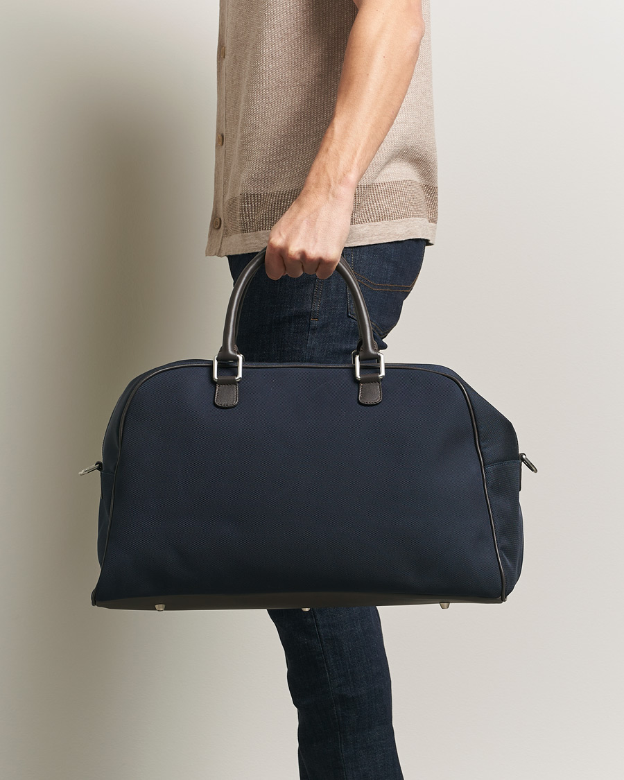 Hombres | Bolsos | Anderson's | Balistic Nylon/Leather Weekendbag Navy