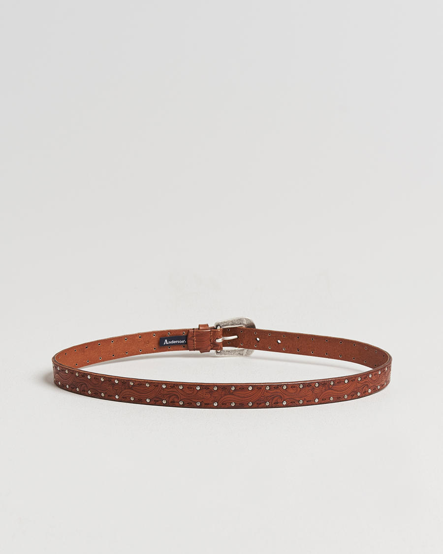 Hombres | Cinturones | Anderson's | Stud Western 2,5cm Belt Brown