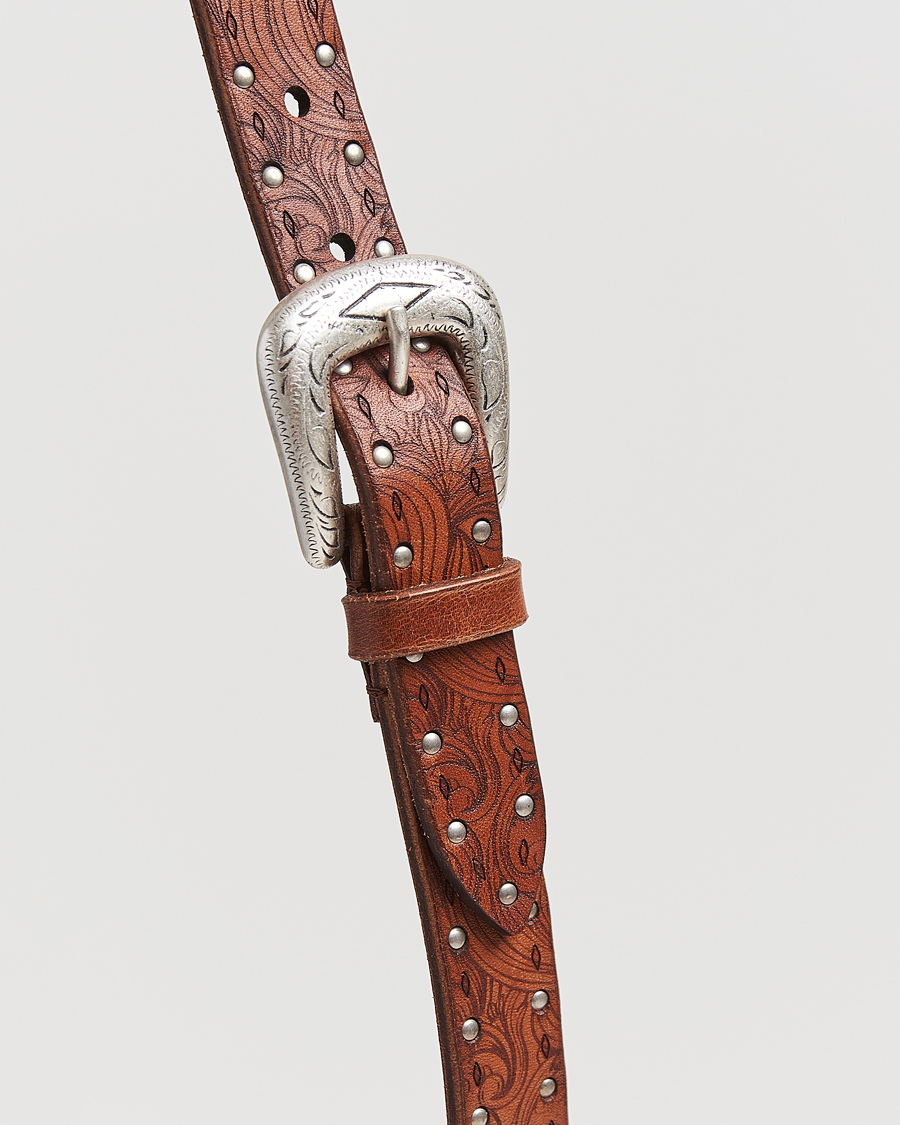 Hombres | Cinturones | Anderson's | Stud Western 2,5cm Belt Brown