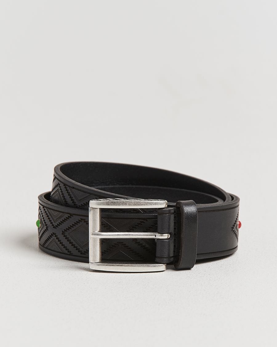 Hombres | Cinturones | Anderson's | Diamond Pattern Western 3,5cm Belt Black