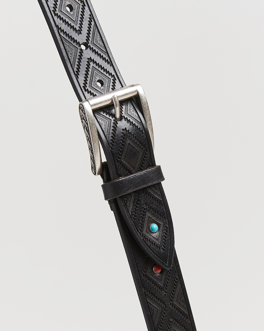 Hombres | Cinturones | Anderson's | Diamond Pattern Western 3,5cm Belt Black