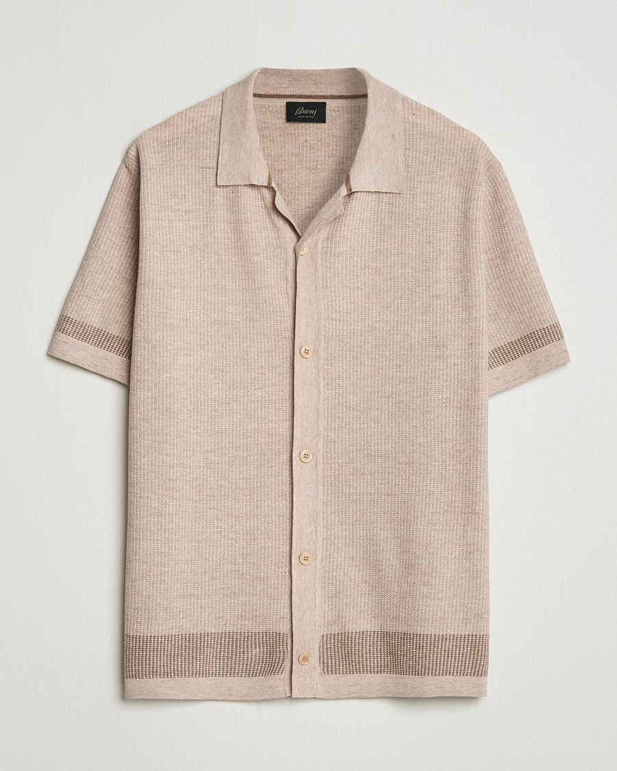 Hombres | Camisas | Brioni | Cotton/Linen Cuban Shirt Beige