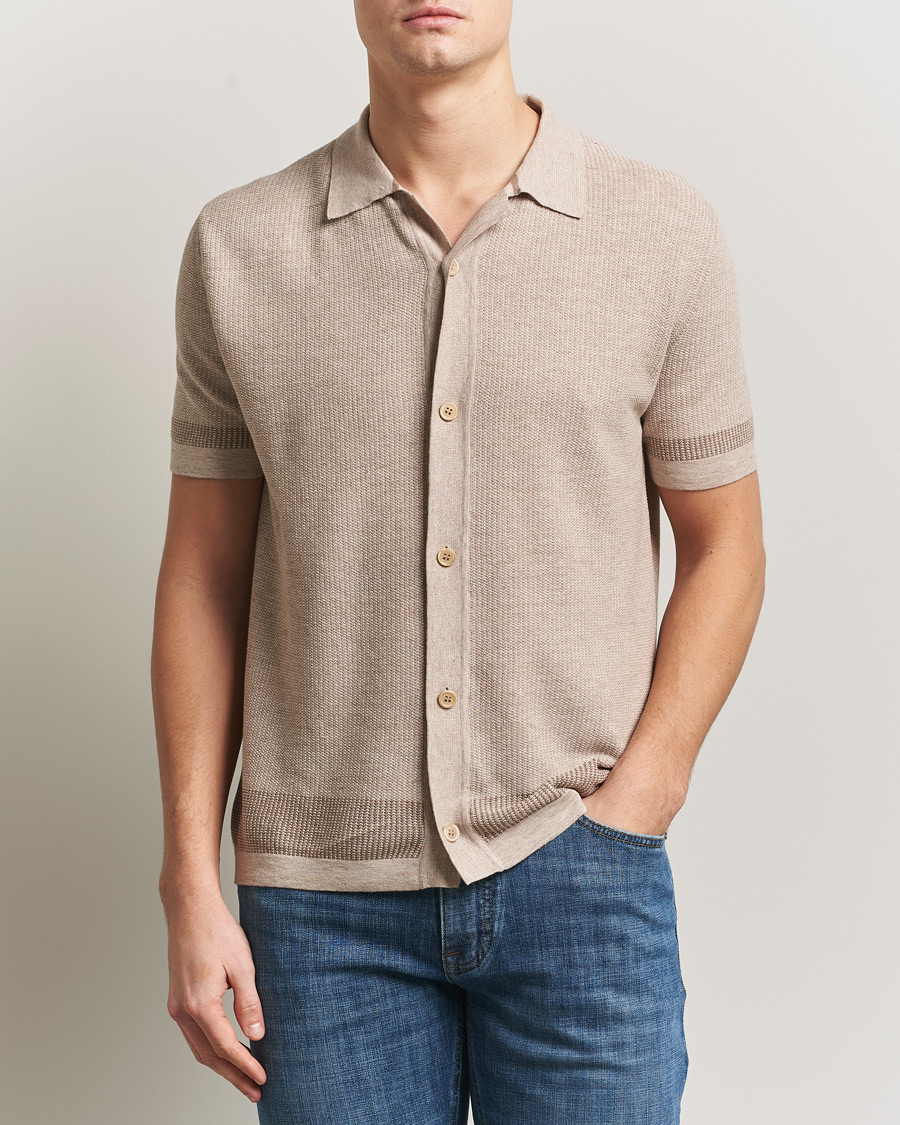 Hombres | Camisas | Brioni | Cotton/Linen Cuban Shirt Beige