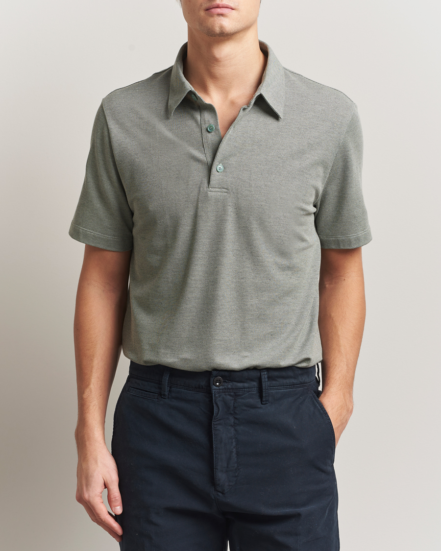 Hombres | Polos | Brioni | Short Sleeve Cotton Piquet Polo Light Green