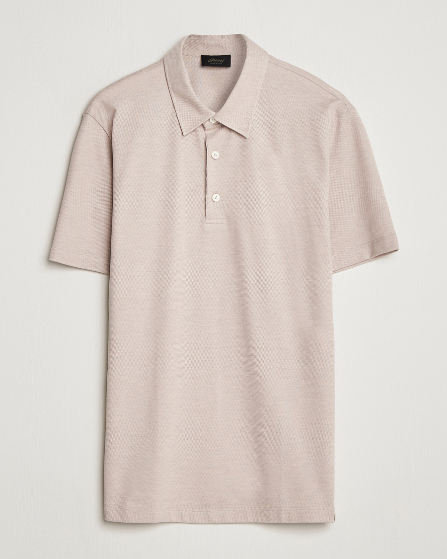 Hombres | Polos | Brioni | Short Sleeve Cotton Piquet Polo Beige