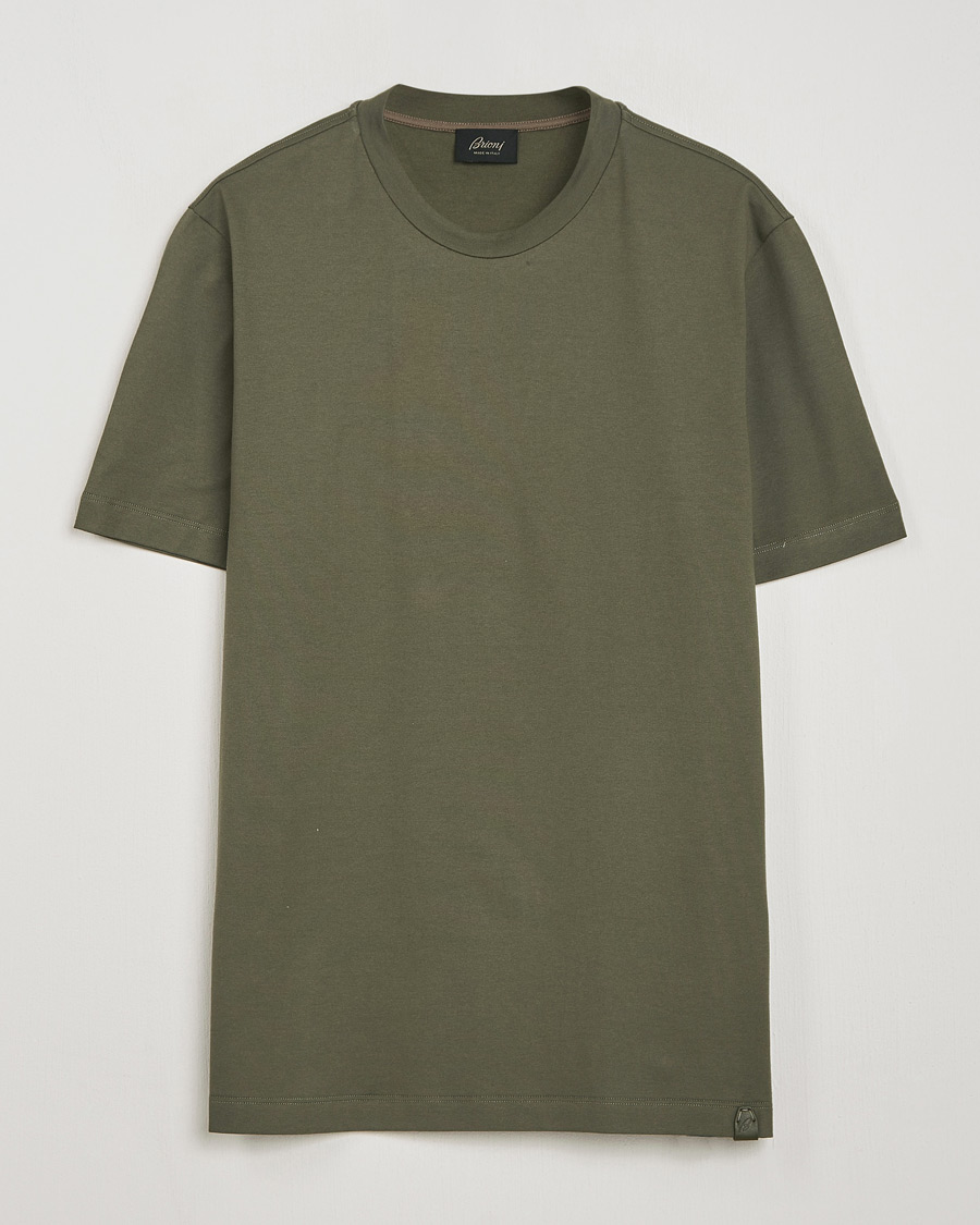 Hombres | Camisetas | Brioni | Short Sleeve Cotton T-Shirt Military