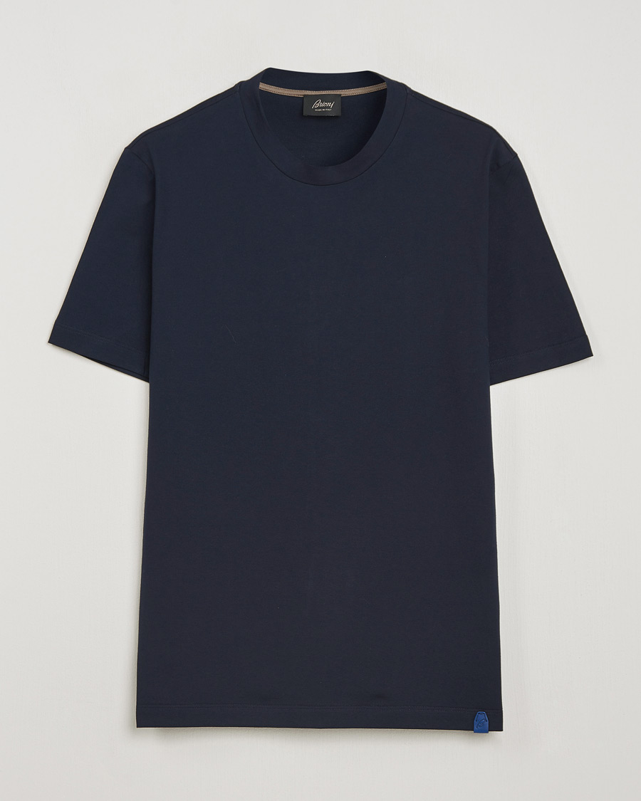 Hombres | Camisetas | Brioni | Short Sleeve Cotton T-Shirt Navy