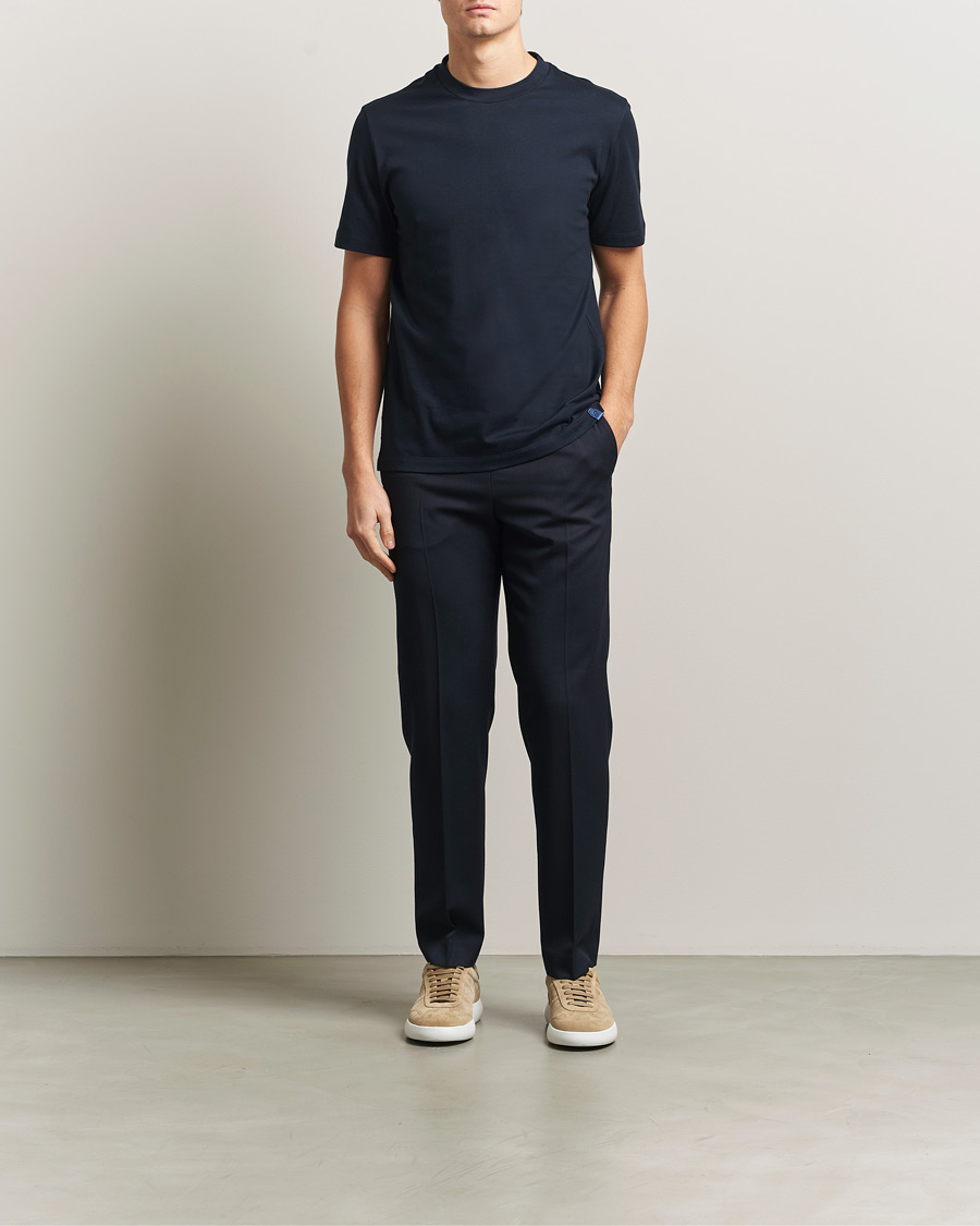 Hombres | Camisetas | Brioni | Short Sleeve Cotton T-Shirt Navy