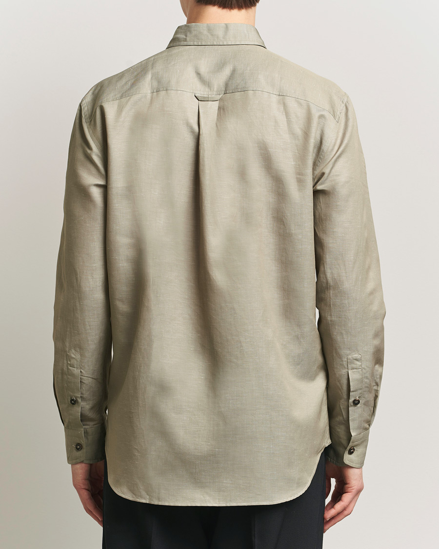 Hombres | Camisas | Brioni | Cotton/Linen Overshirt Olive