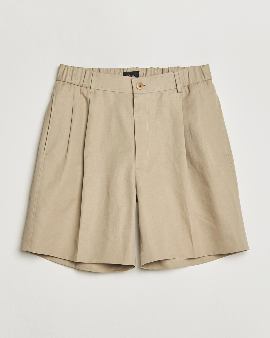 Hombres | Pantalones cortos | Brioni | Cotton/Linen Drawstring Shorts Beige