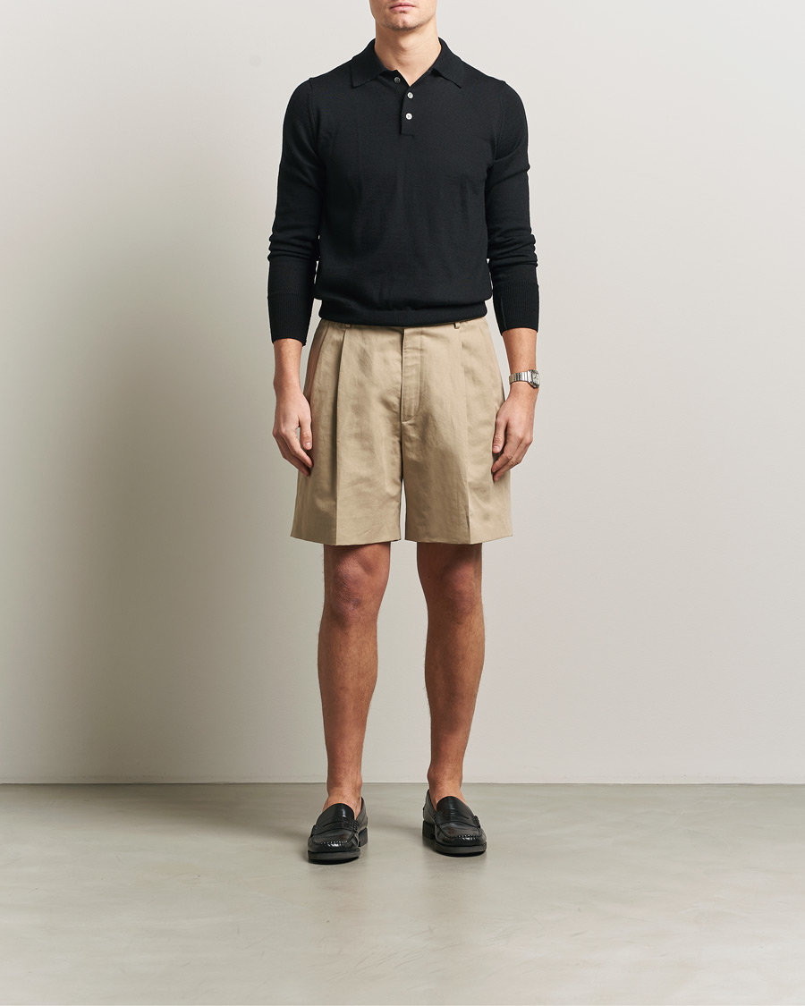 Hombres | Pantalones cortos | Brioni | Cotton/Linen Drawstring Shorts Beige