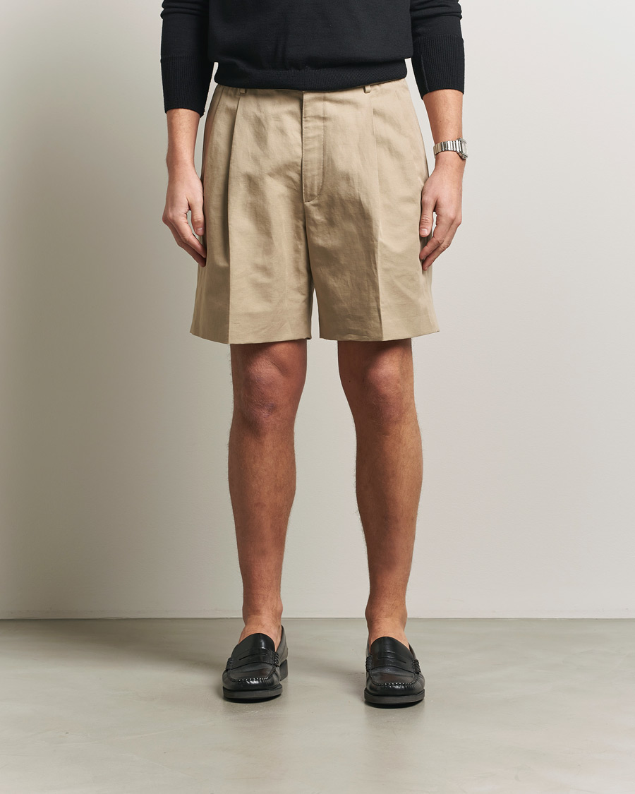 Hombres | Pantalones cortos | Brioni | Cotton/Linen Drawstring Shorts Beige