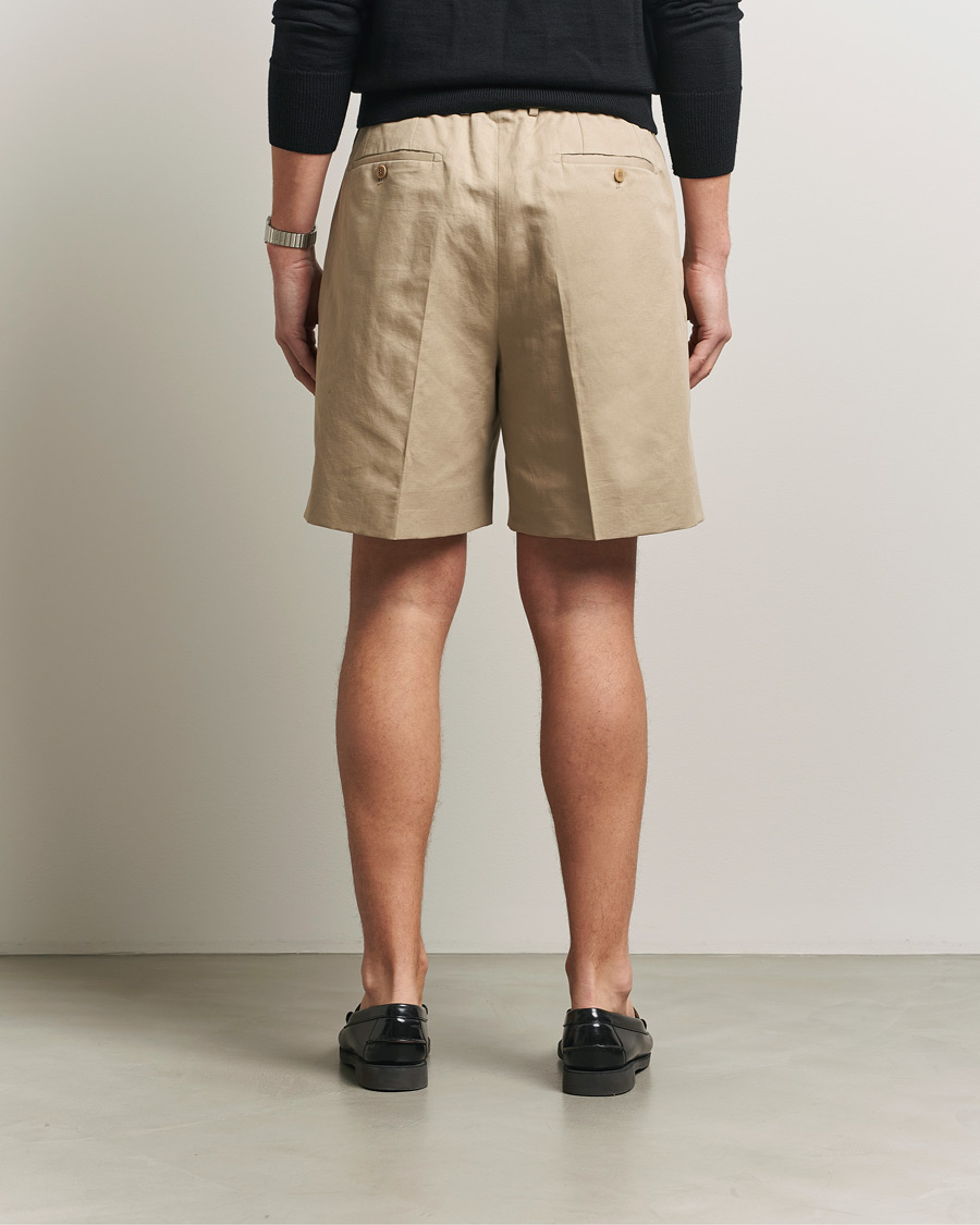 Hombres | Pantalones cortos | Brioni | Cotton/Linen Drawstring Shorts Beige