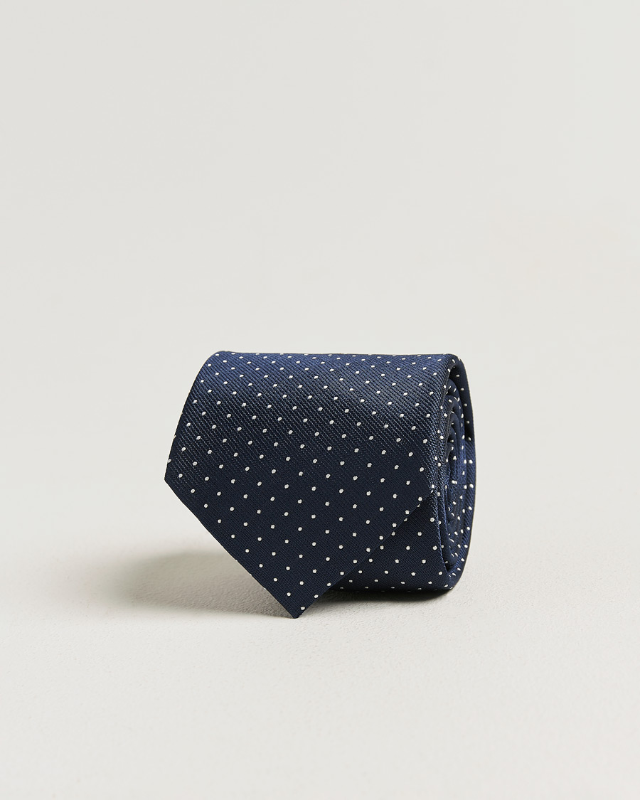 Hombres | Corbatas | Brioni | Jacquard Dot Silk Tie Navy