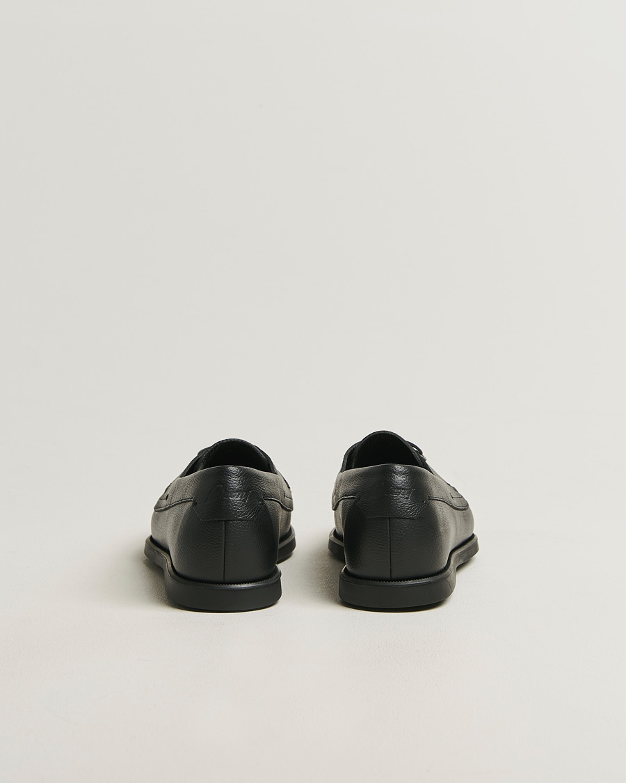 Hombres | Zapatos náuticos | Brioni | Grain Leather Boat Shoes Black Calf