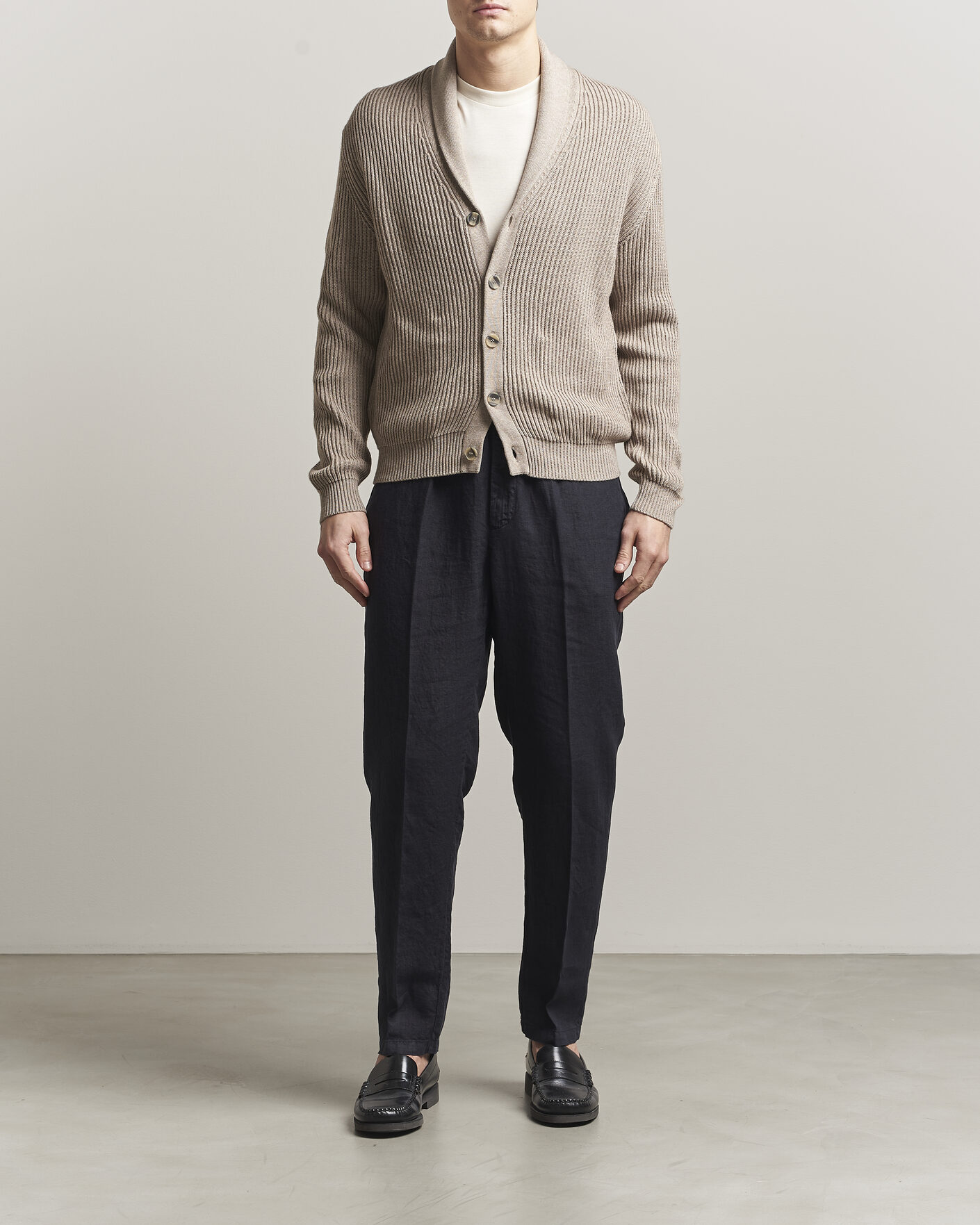 Hombres | Jerséis y prendas de punto | Altea | Cotton/Cashmere Shawl Cardigan Taupe