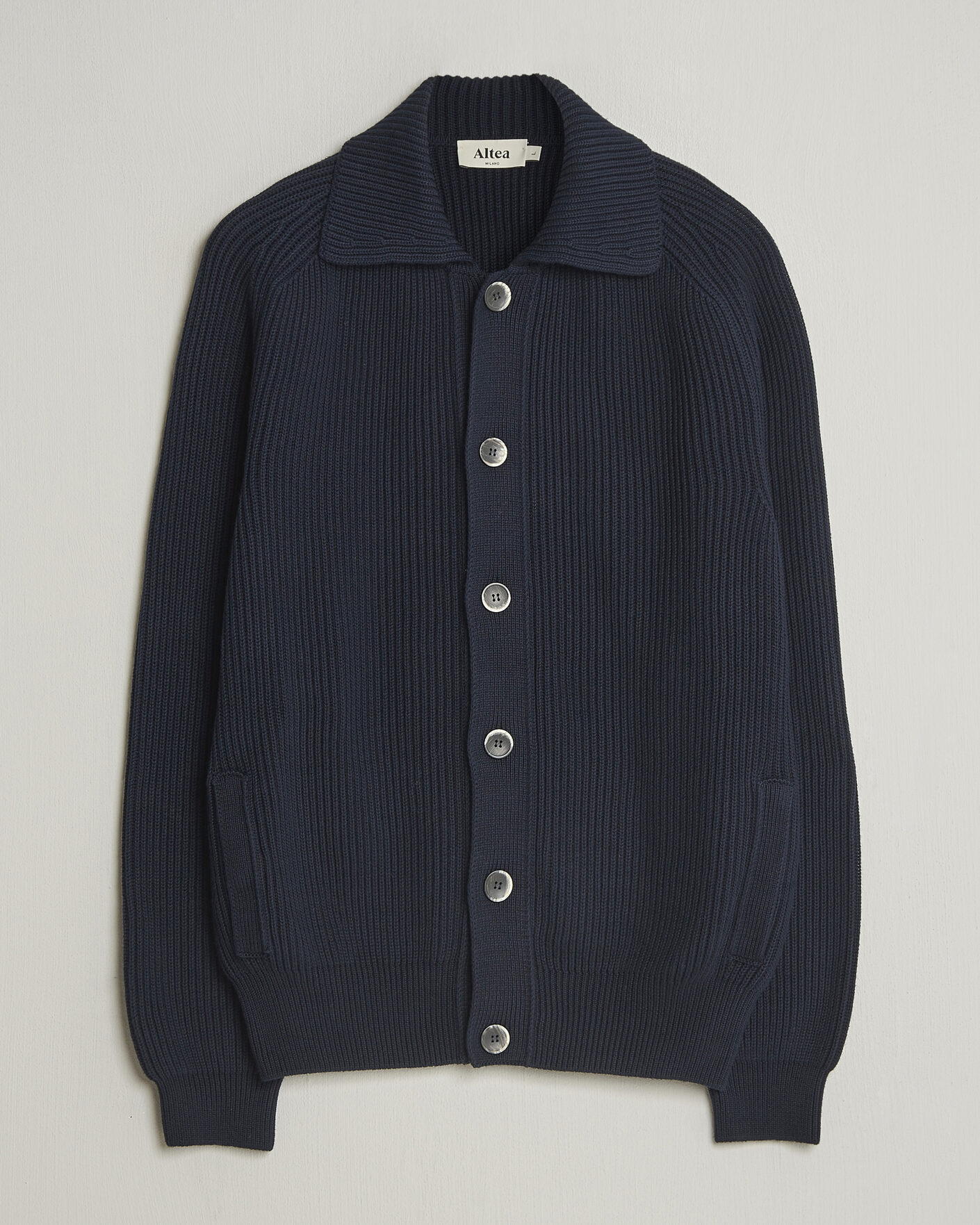Hombres | Jerséis y prendas de punto | Altea | Cotton Rib Cardigan Jacket Navy