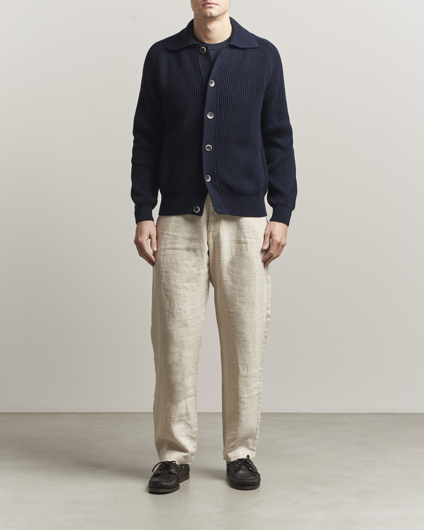 Hombres | Jerséis y prendas de punto | Altea | Cotton Rib Cardigan Jacket Navy
