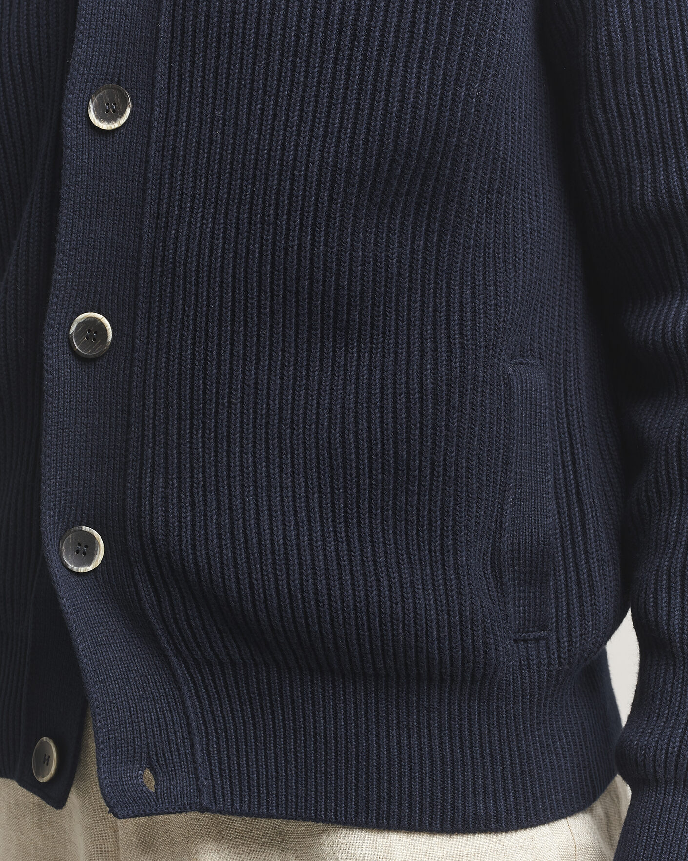 Hombres | Jerséis y prendas de punto | Altea | Cotton Rib Cardigan Jacket Navy