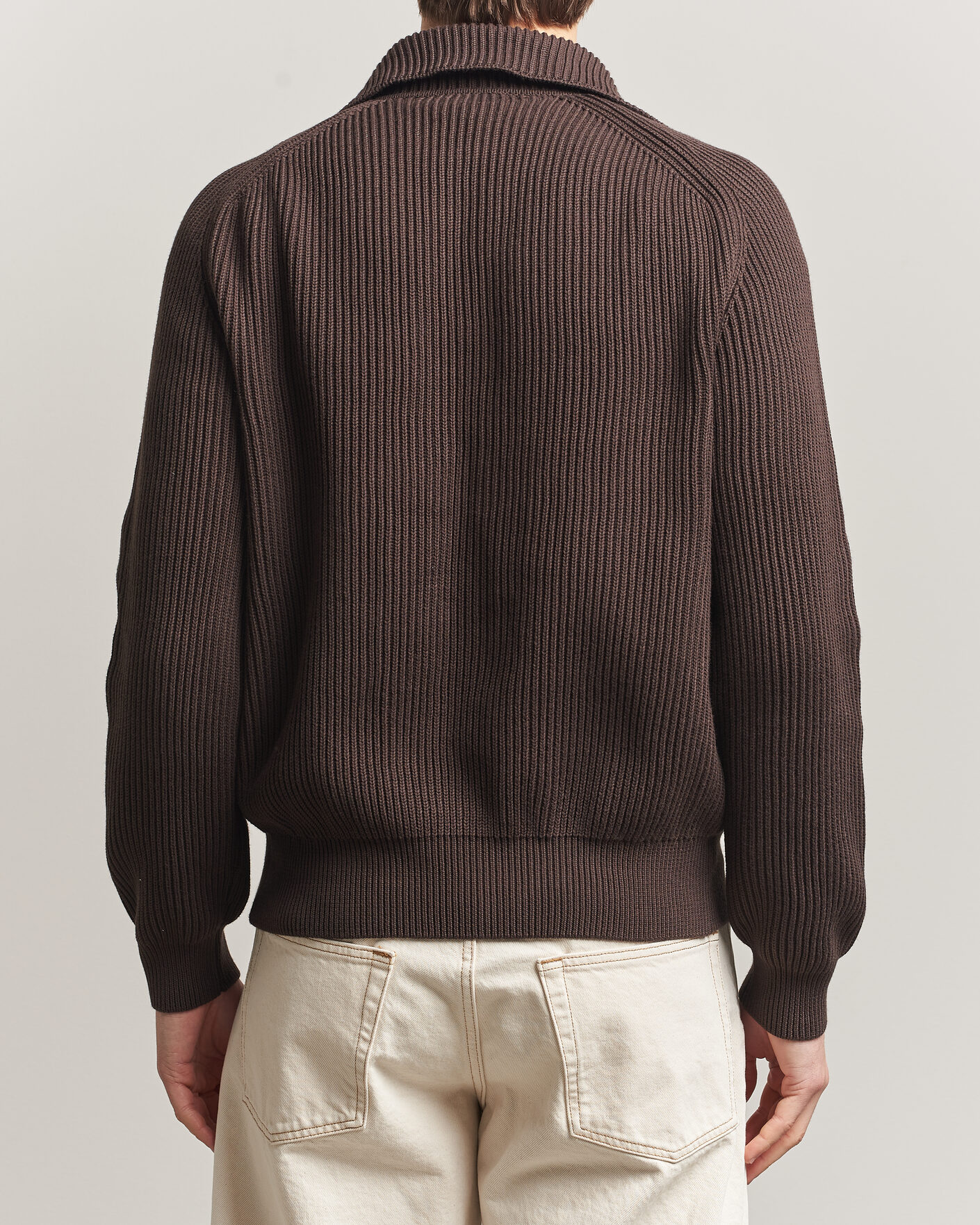 Hombres | Jerséis y prendas de punto | Altea | Cotton Rib Cardigan Jacket Dark Brown