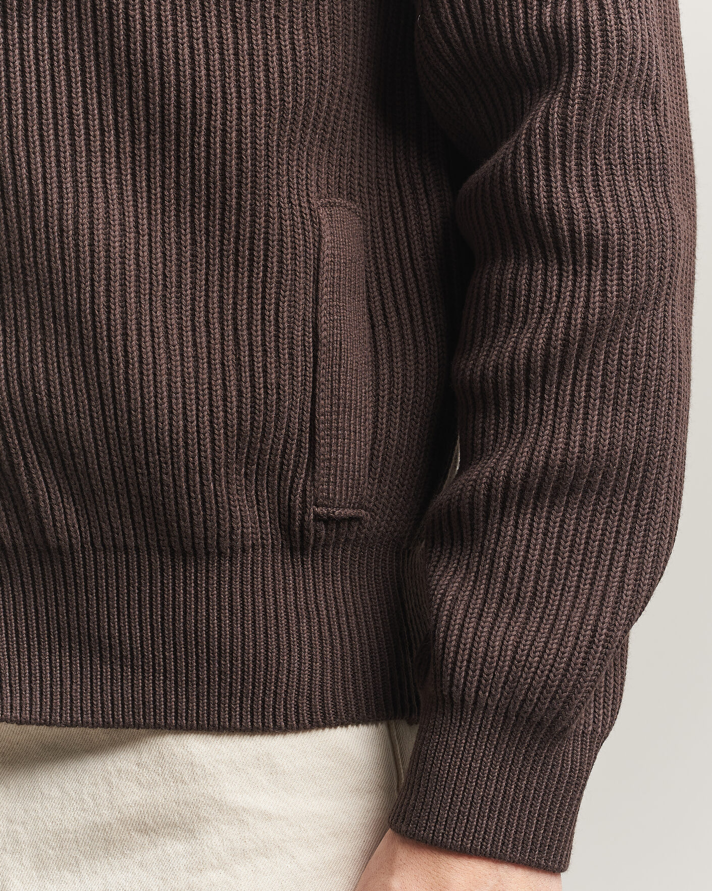 Hombres | Jerséis y prendas de punto | Altea | Cotton Rib Cardigan Jacket Dark Brown