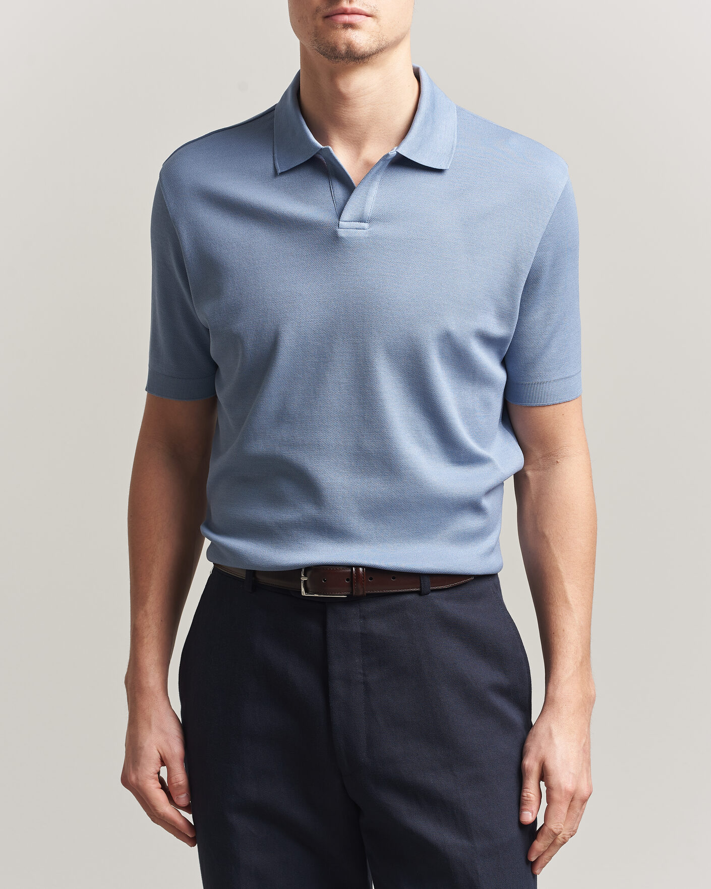 Hombres | Polos | Altea | Jersey Piquet Polo Light Blue