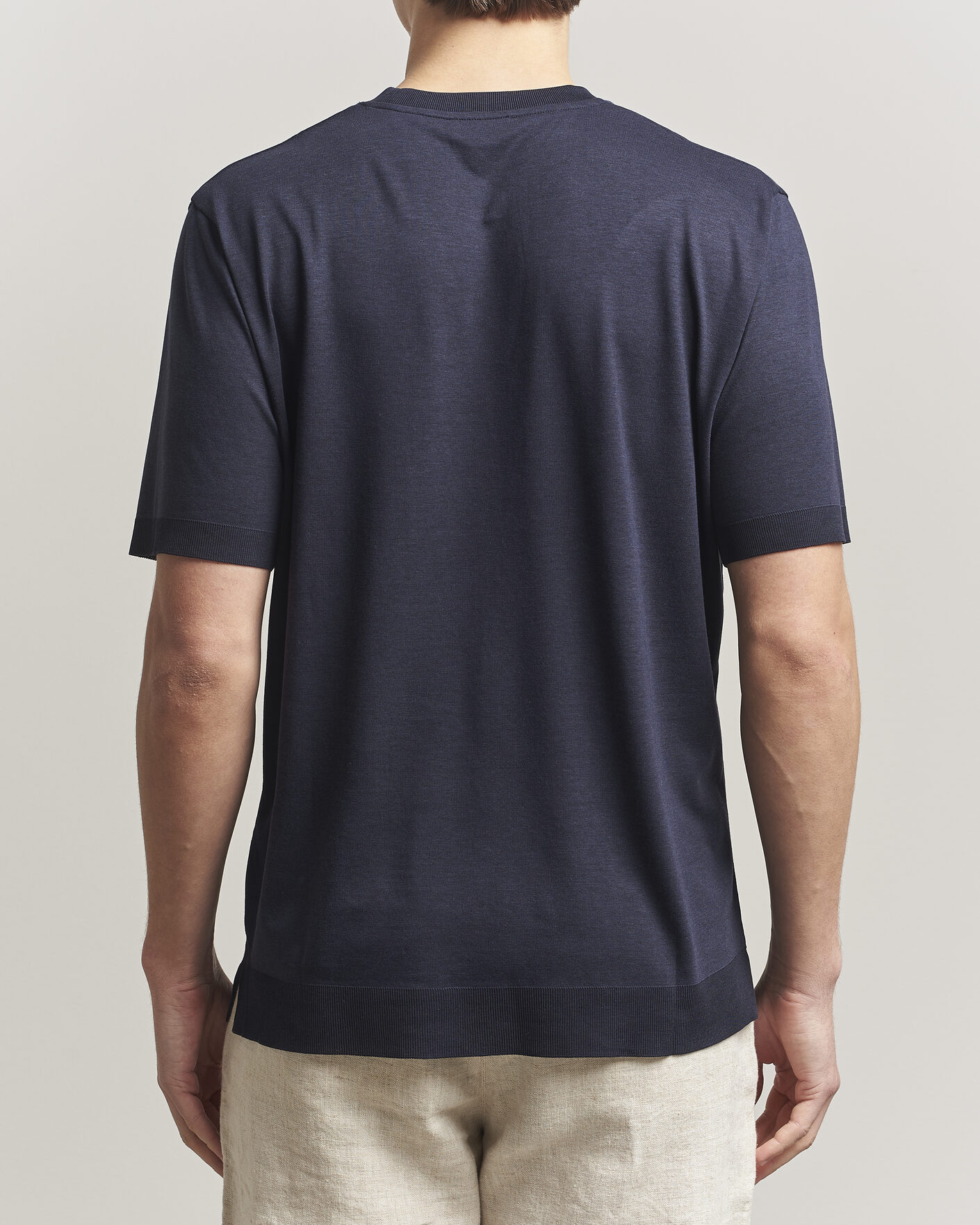 Hombres | Camisetas | Altea | Cotton/Stretch Knitted T-Shirt Navy