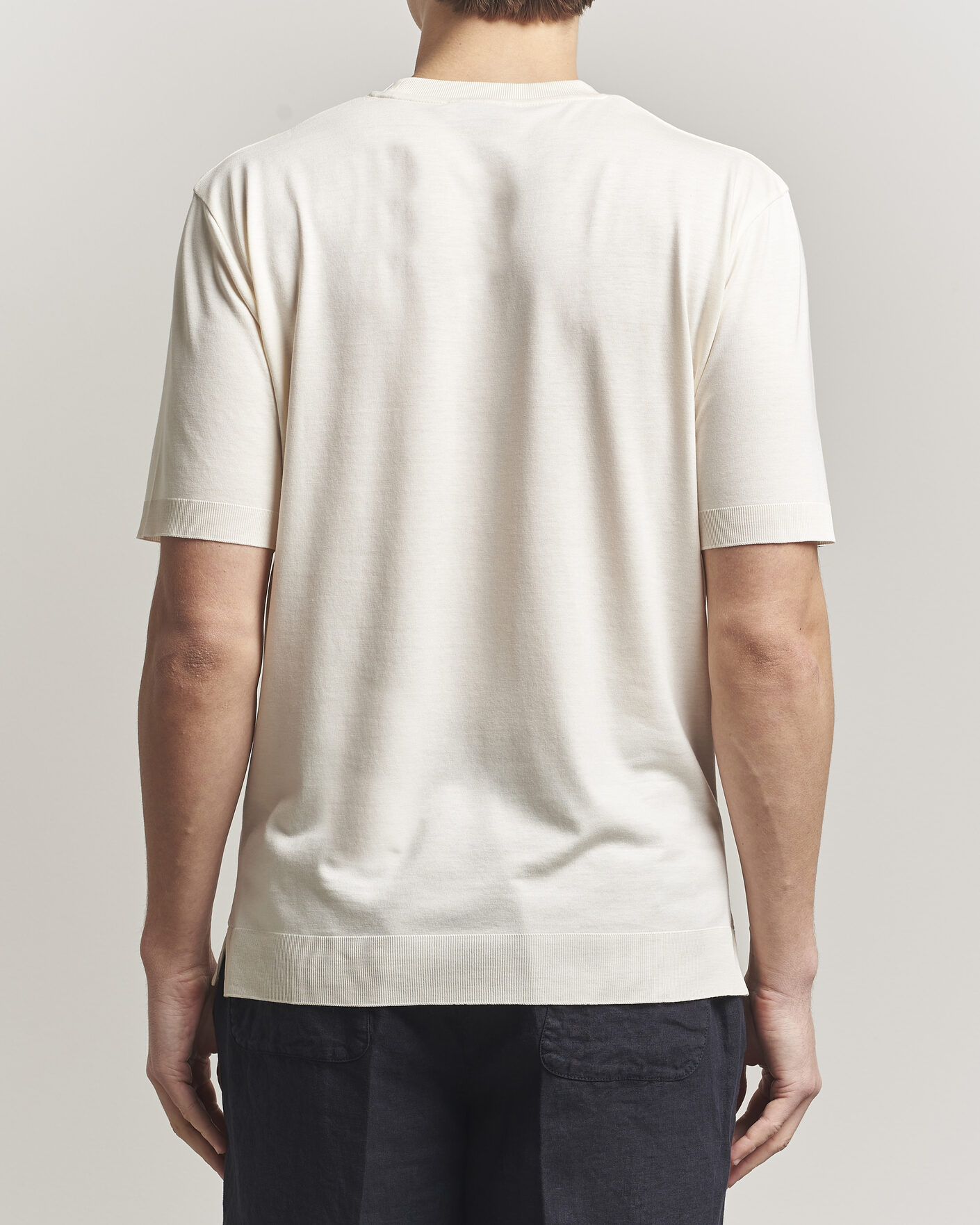 Hombres | Camisetas | Altea | Cotton/Stretch Knitted T-Shirt Off White